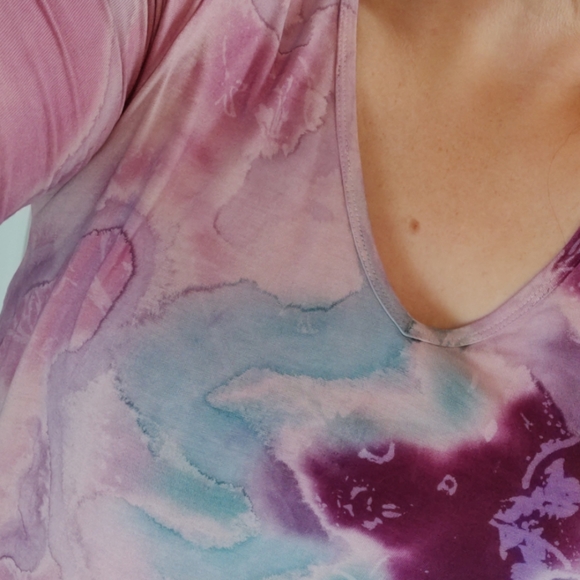 Hand dyed watercolor Nyah plum strech A line tunic - Picture 4 of 5